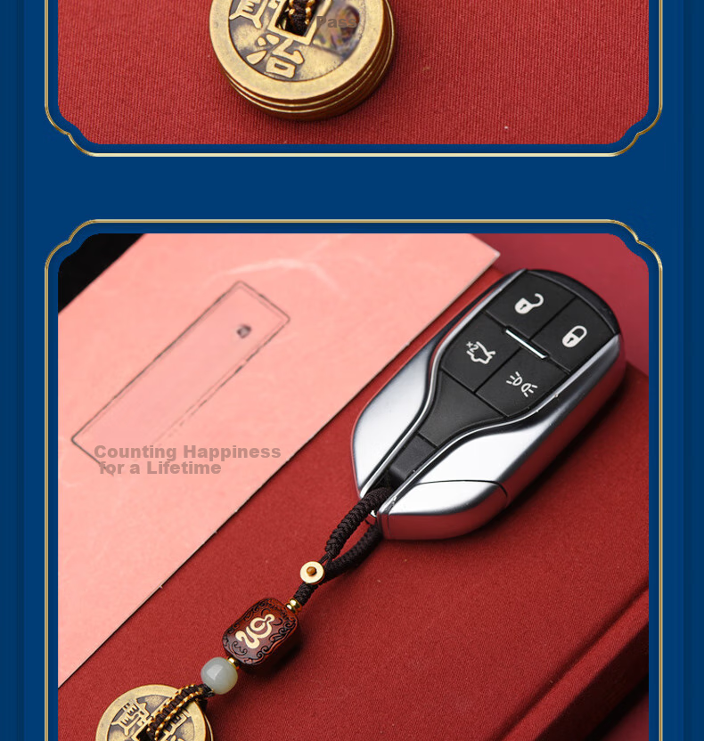 Cilingge Genuine Thickened Copper Wuzi Qian Keychain Pendant, Personalized Creative Car Safety Amulet, Car Charm 10