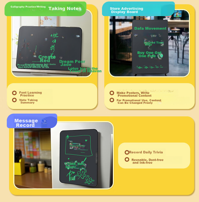 Newsmy 20-Inch Rechargeable LCD Large Screen Math Electronic Blackboard Writing Tablet for Children, Drawing Board for Office Use, Writing Pad for Boys And Girls, Children's Day Birthday Gift, Black 5