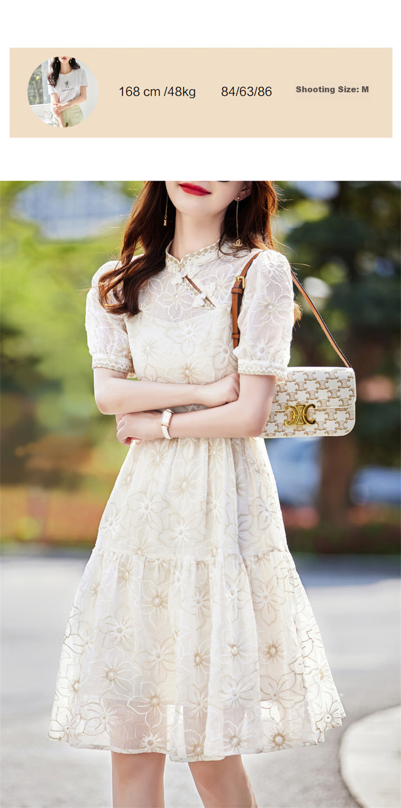 Dme [Yuejian Bai Zhi] Summer Chinese-Style New Modernized Qipao Dress Elegant Lady A-Line Women's Dress 11