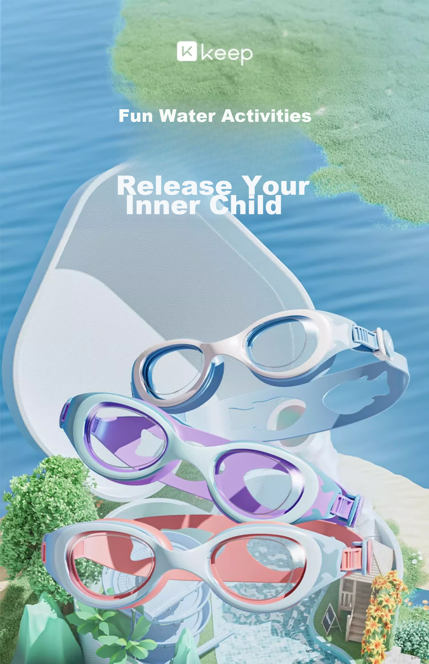 Keep Children's Swimming Goggles for Boys And Girls, High-Definition Waterproof Anti-Fog Swimming Glasses Professional Diving Equipment 1