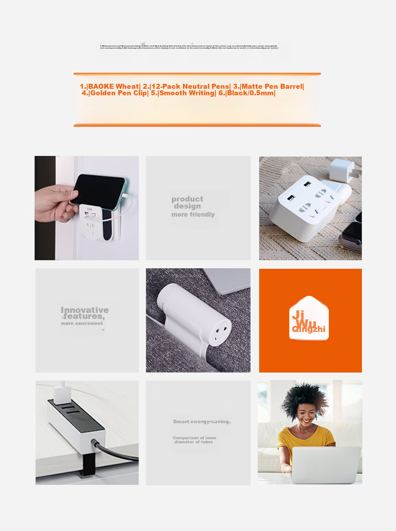 Jiwuqingzhi Multifunctional USB Colorful Power Strip with Type-C Port, 30W Fast Charging PD Power Strip/Extension Cord/Power Bar, Compatible with Apple 16, Huawei, Xiaomi Phones, Tablets, IPad 1