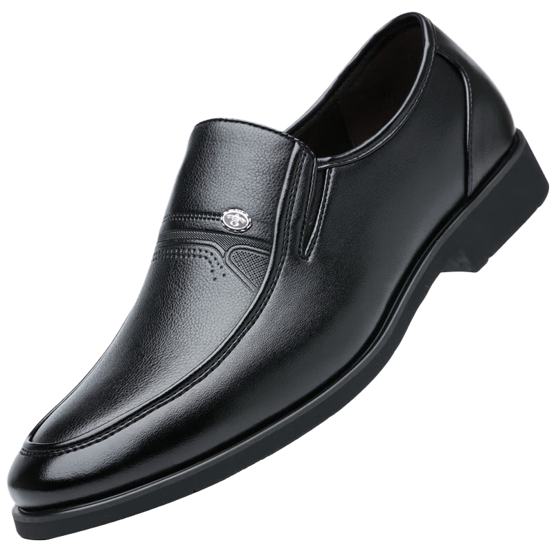 Poitulas Men's Slip-On Business Casual Shoes, Lightweight Formal Shoes, Wedding Shoes for Men, 1805 Black, Size 42
