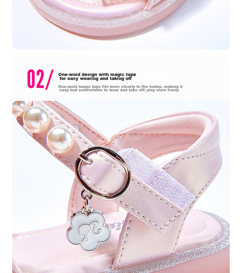 Barbie Children's Shoes, Summer Kids' Sandals, Girls' Butterfly Bow Open-Toe Sandals, Crystal Shoes DA5939, Light Purple, Size 28 10