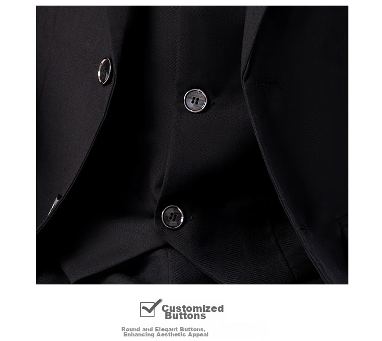 LUOBOBEIBEI Children's Suit, Boys' Solid Color Suit, Flower Boy's New Year Outfit, Formal Wear Set, Black Five-Piece Set, Size 120 12