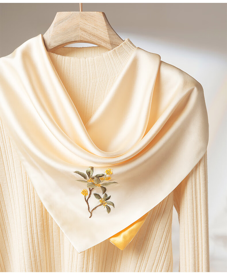 Zhijinlou Suzhou Embroidery Silk Scarf for Women, Mulberry Silk Handmade Embroidered Scarf, Floral Pattern Scarf, Gift for Mom's Birthday Or Mother's Day 8