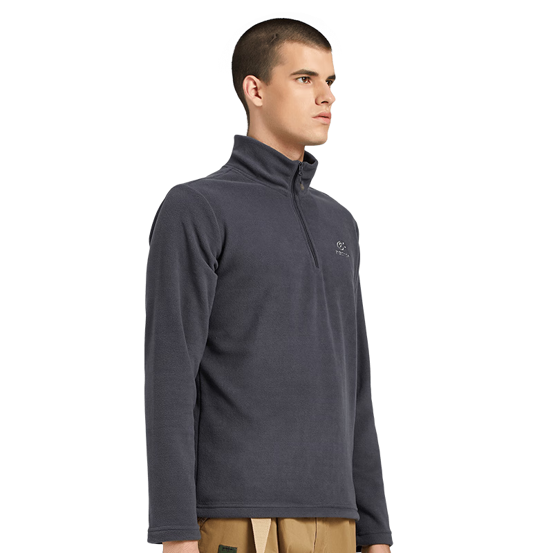 TECTOP Fleece Jacket, Warm Fleece Vest with Stand Collar, Half-Zip Fleece Jacket, 033 Men's Gray, 3XL