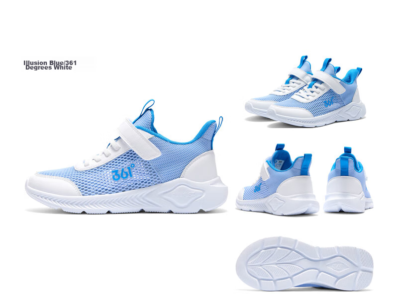 361° Children's Shoes, Kids' Running Shoes Summer Boys And Girls Breathable Lightweight School Shoes Light Cushioning Running Shoes, Blue Size 37 19