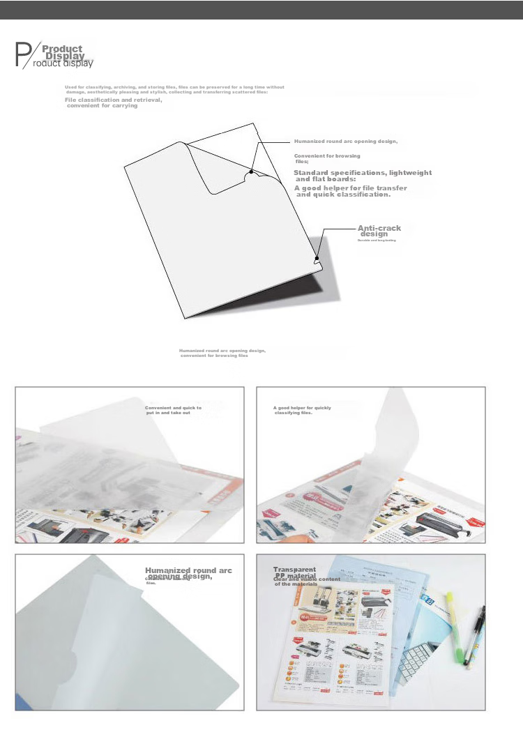 TANGO A4 Transparent File Folder, L-Shaped Document Organizer, 100 Pieces, Single Sheet Two-Page Style, Office Storage File Holder, Invoice Pouch, Thickened Waterproof Dustproof Two-Page Folder, Document Sleeve 3
