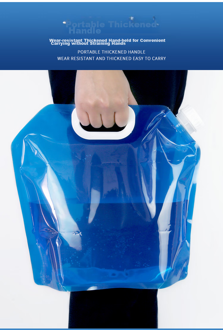 Bailingbaili Outdoor Water Storage Bag, Portable Folding Handheld Large Capacity Water Bag for Self-Driving Camping, Travel Water Carrying Bucket, 10L Blue 2