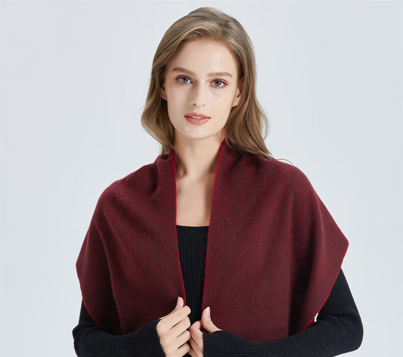 ELLE [Gift Box] 100% Wool Scarf for Women, Double-Sided Autumn And Winter Thick Warm Shawl Neck Wrap Gift Mid-Autumn Festival 2