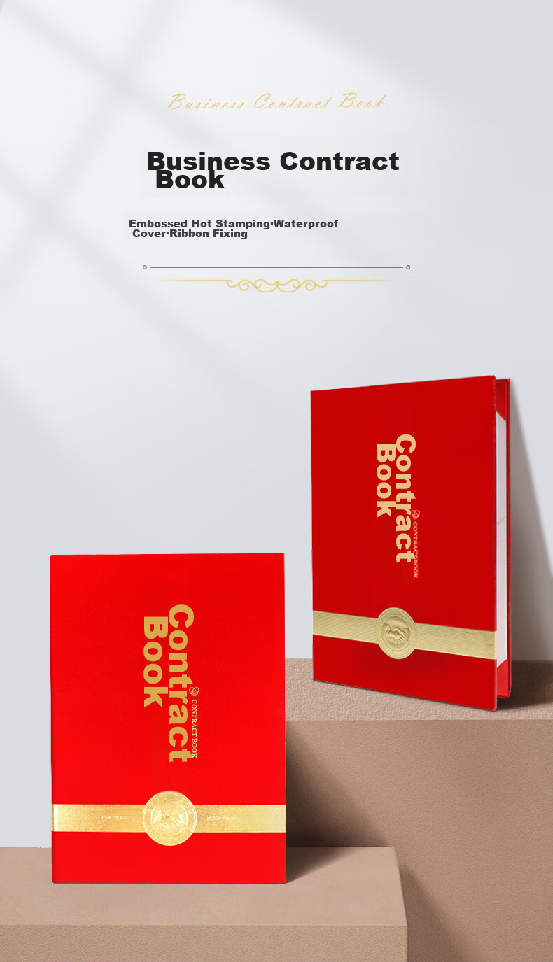 Befon Signing Ceremony Book, A4 Business Contract, Strategic Cooperation Agreement, Contract Document Folder, File Organizer, Office Supplies, Red, 4069 1