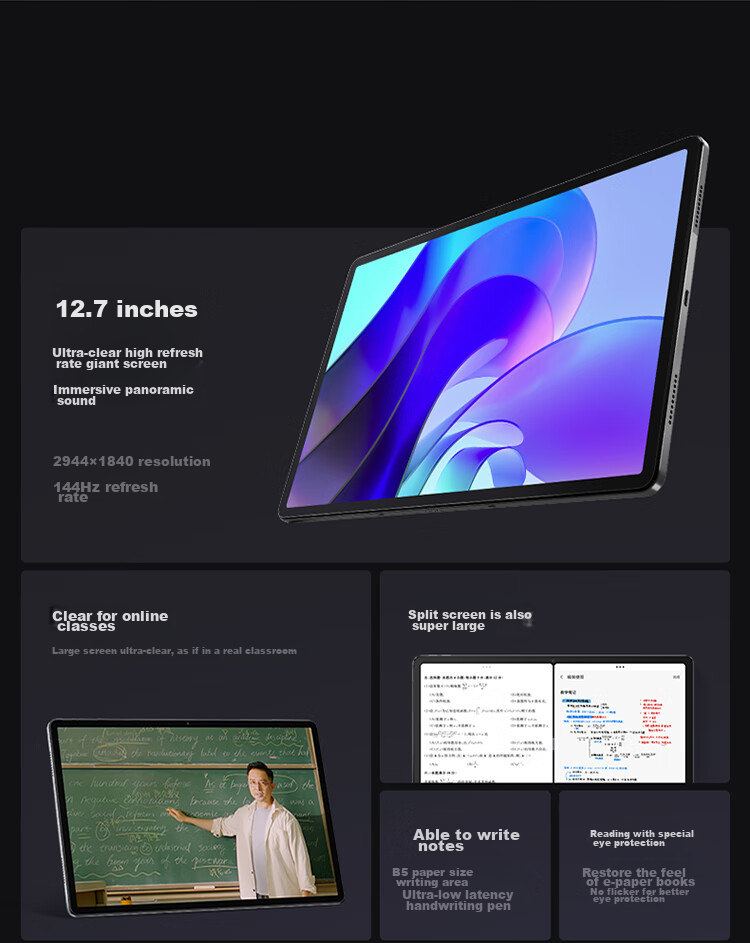 Lenovo Xiaoxin Pad Pro 12.7, 2025 Model Tablet, 2.9K High Refresh Rate Full Screen, Entertainment And Learning, 10000mAh Battery, 8+128GB Gray, Subsidized 3
