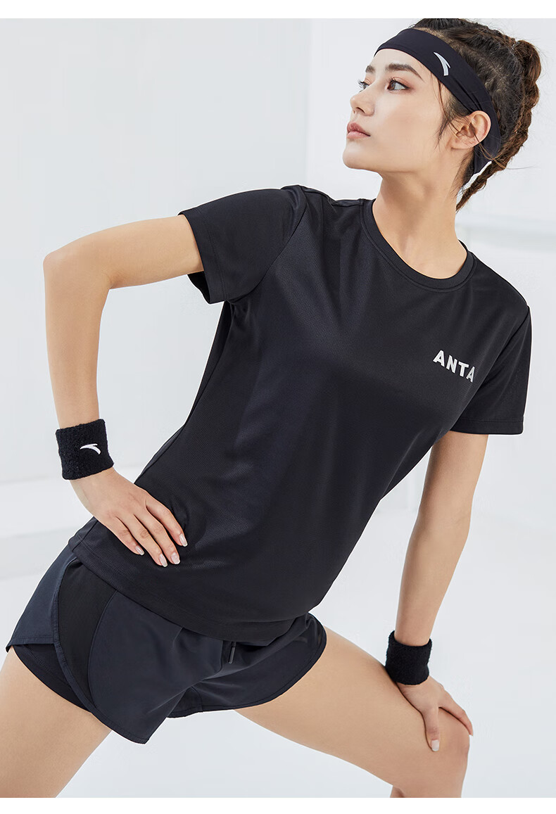Anta Quick-Dry Sports Set | Women's Summer New Breathable Short Sleeve and Shorts Badminton Two-Piece Set with Anti-Exposure Design 33