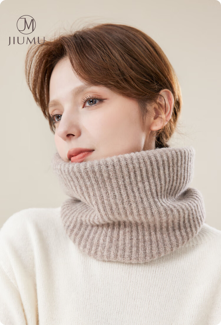 JIUMU Pure Wool Warm Neck Gaiter for Women, Autumn And Winter Thickened Cold-Proof Neck Protector, Women's Neck Warmer, Outdoor Scarf for Winter 1
