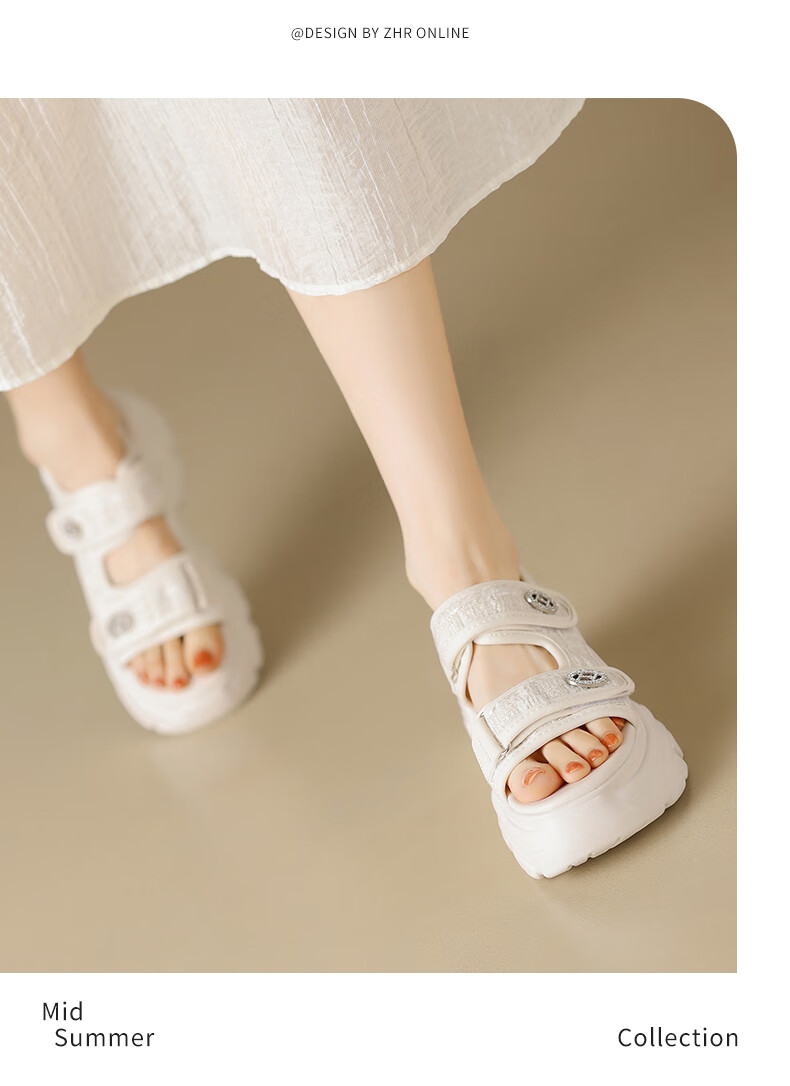 ZHR Women's Sports Sandals, 2026 New Style Women's Shoes, Platform Thick-Soled Outdoor Beach Shoes for Women, G663 Beige, Size 39 11