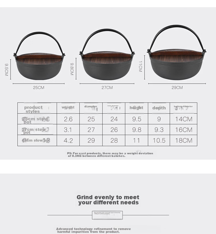 Telssida Japanese Cast Iron Sukiyaki Pot, Uncoated Thickened Non-Stick Raw Iron Soup Pot, Stew Pot, Meat Stewing Pot, Outdoor Cooking Hot Pot 2