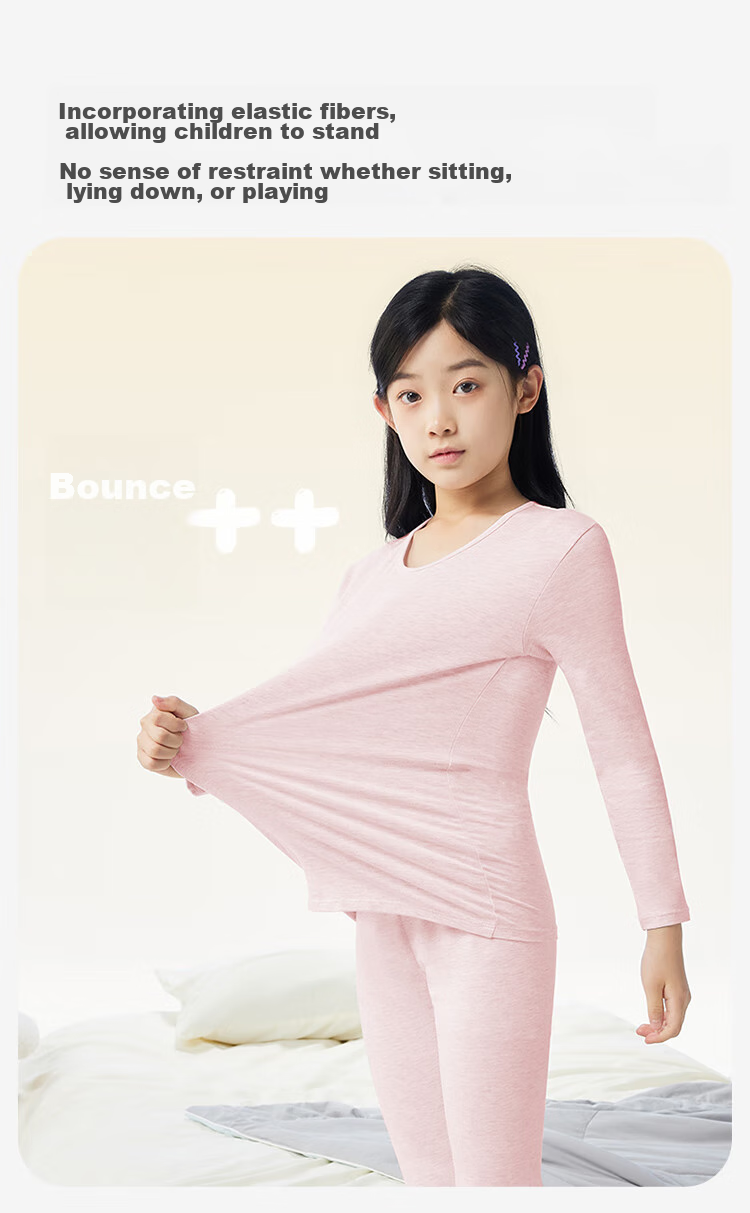 Jiusuiban Children's Thermal Underwear, Girls' Autumn And Winter Thin Base Layer Cotton Sweater Set, Big Kids' Autumn Clothes And Pants, Pajamas And Sleepwear 10