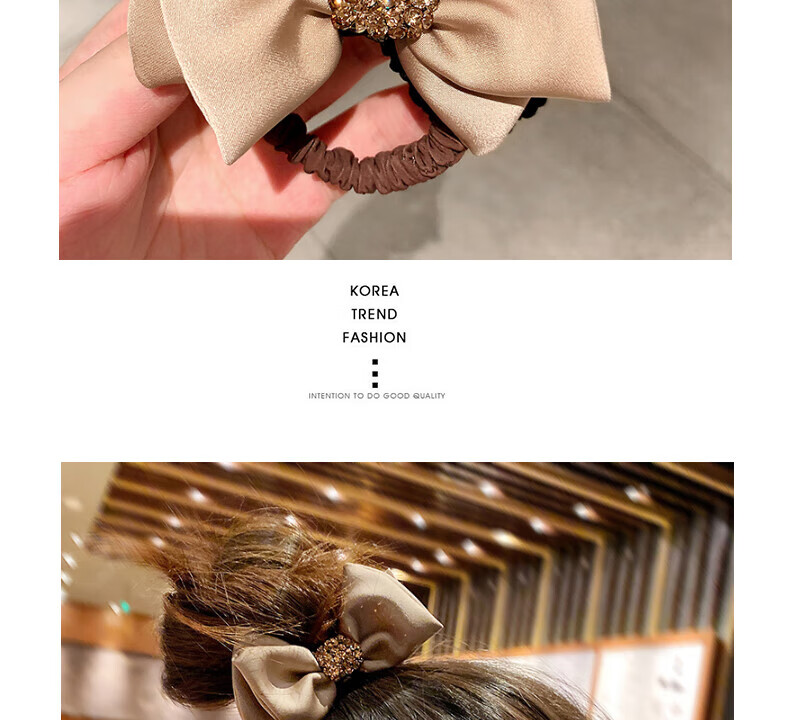 Xiangwan Hair Ties, 2 Pieces French Bow Hair Bands, Elegant Large Hair Ties, Ponytail Hair Bands with Rhinestone Hair Accessories 5