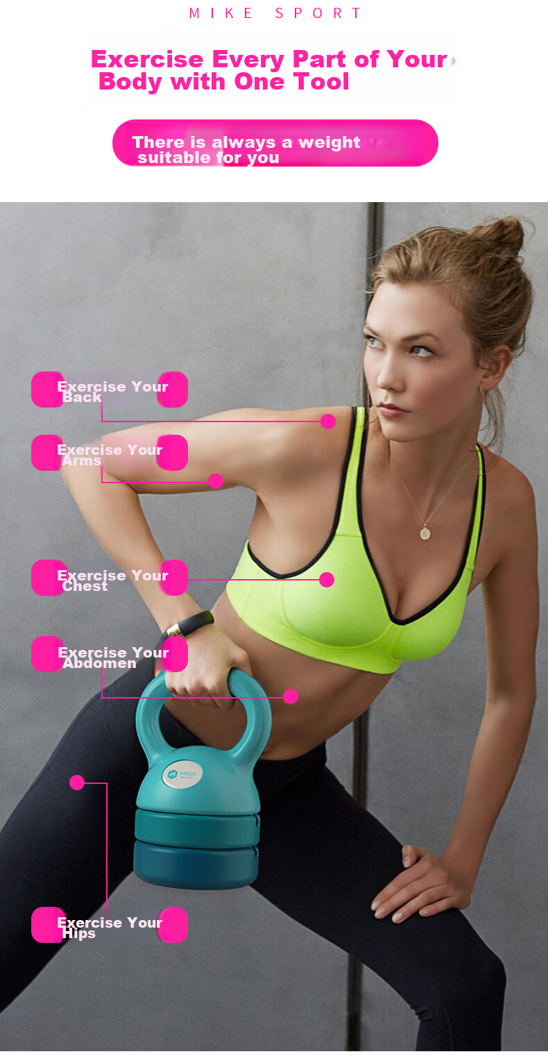 Mike Adjustable Kettlebell Dumbbell, Women's Glute-Lifting Fitness Home Squat, Unisex Weight-Lifting Kettlebell, Gradient Gree 7