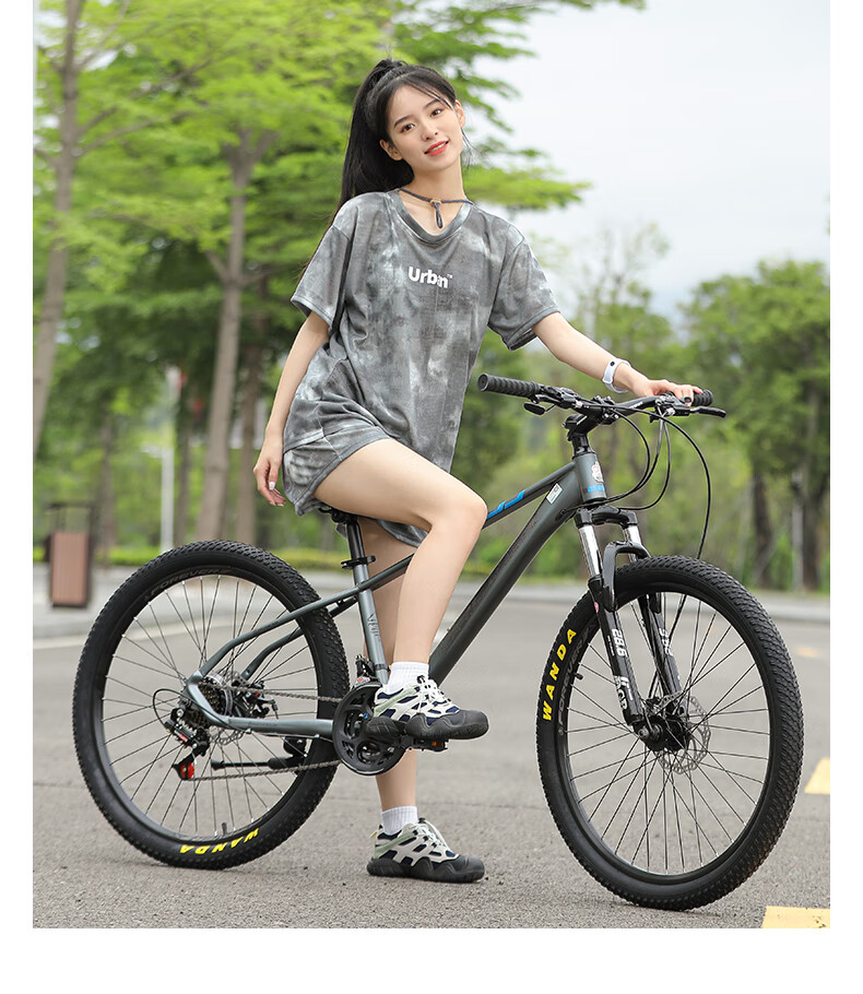 FOREVER Mountain Bike, 24-Speed, 26-Inch, Hydraulic Disc Brakes, for Men And Women, Adult And Student Use, City Off-Road Bicycle, Gray 16