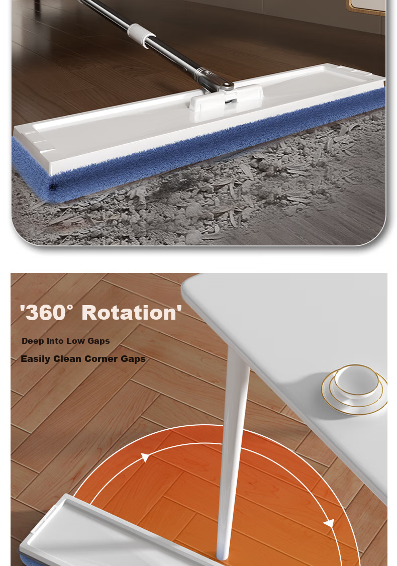 Dongfangliangjie Mop for Home Use, All-In Cleaning, 50cm Large Size, No-Hand Wet And Dry Dual-Use Flat Double Mop with Bucket, Fully Automatic Drainage 11