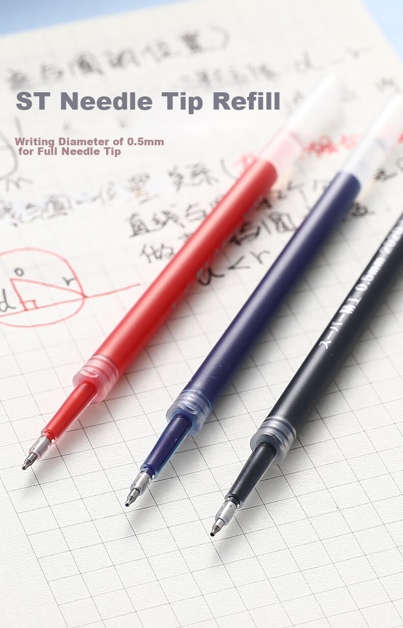 Dongmi Retractable Gel Pen, 0.5mm Tip, for Exams And Office Use, Student Practice Pen Refills, ST Needle-Tip Head, Black Ink Refills, 20 Pieces Per Box, DM-007 8