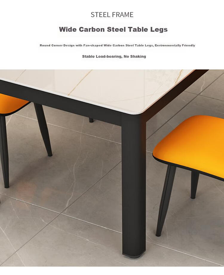 Fanshe Dining Table And Chair Set, Simple Luxury Glass Rock Slab Pattern, Compact Size for Home Dining Room, Rectangular Dining Table 13