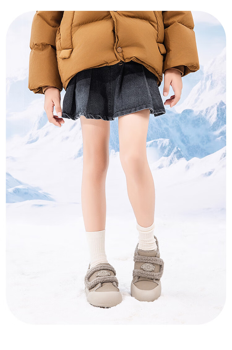 Dickies Children's Cotton Shoes, Winter Fleece-Lined Warm Wear-Resistant Casual Shoes, Kids' Flat Shoes, Trendy Shoes for Girls, Dexun Shoes 5