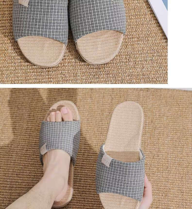 Huili Linen Slippers, All-Season Couple's Indoor/outdoor Floor Slippers, Sweat-Absorbing Cotton And Linen Sandals, HL0153 Blue Size 44-45 12