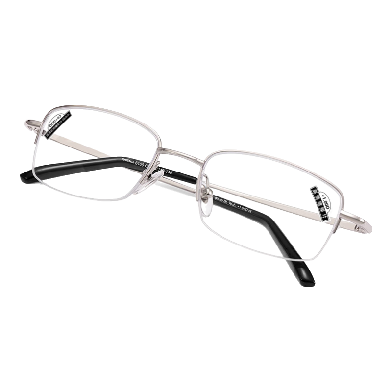 Funsonca High-Definition Green Film Semi-Rimless Metal Reading Glasses for Men And Women, Business-Style Durable Comfortable Fashionable Classic Style 250 Degrees