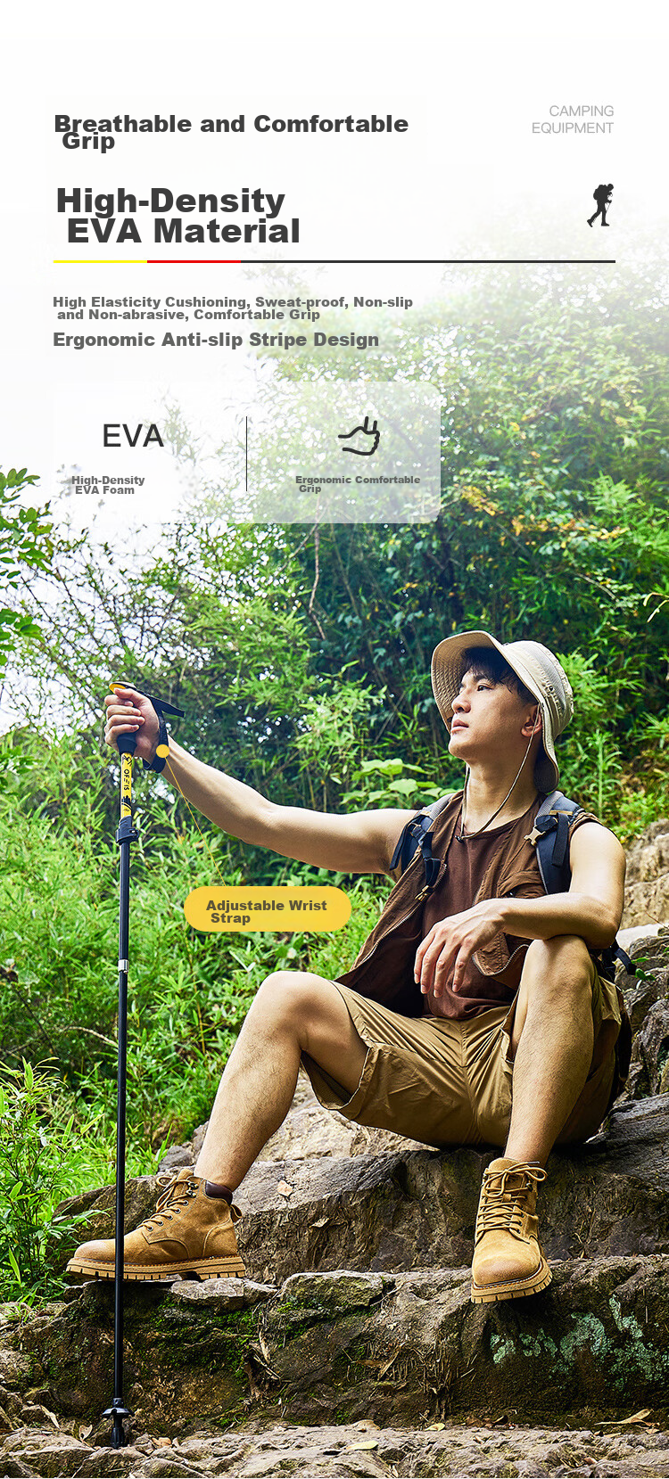 OFEIS Carbon Trekking Pole, Carbon Fiber Folding Outdoor Cane, Hiking Stick, Complete Mountaineering Equipment Set, Hiking Pole 6