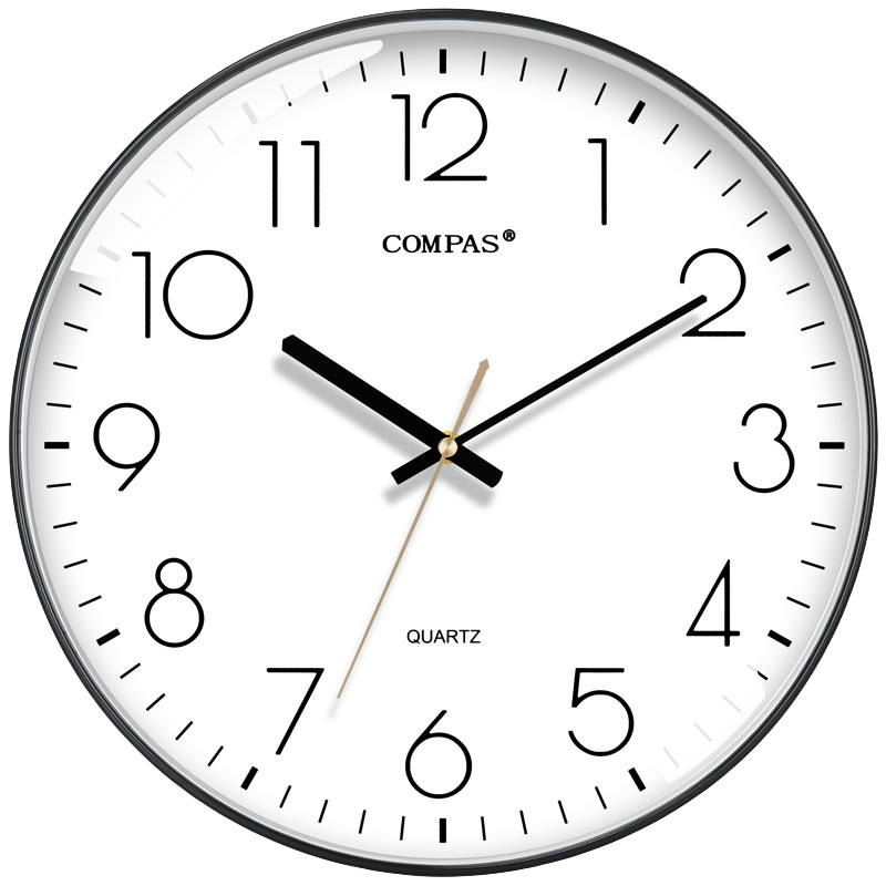 Compas Wall Clock for Living Room, Creative Minimalist Quartz Clock for Bedroom Wall C3242 Piano Black 28cm