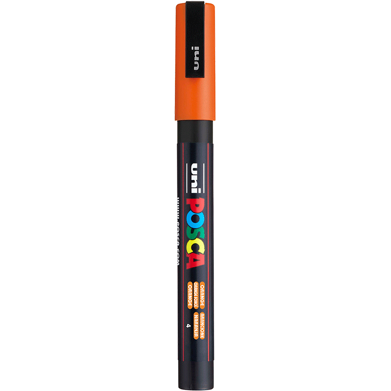 Uni Mitsubishi POSCA Acrylic Marker (Fine Tip), Orange, Single PC-3M Brush, Poster Advertising Marker, Drawing Pen, Hand-Drawing Graffiti Pen, Painting Watercolor Pen, Graduatio