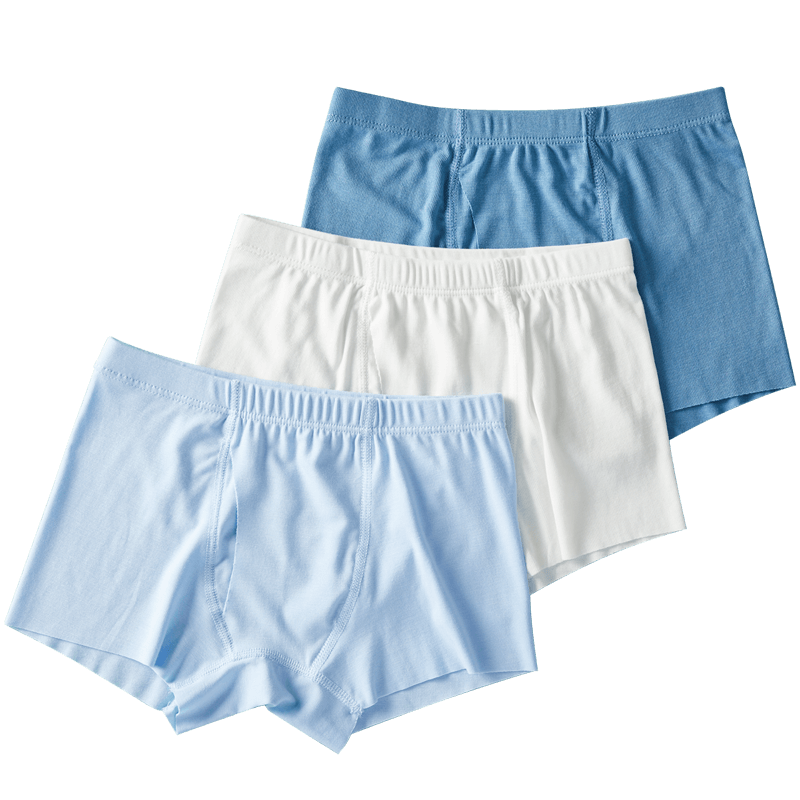 LangSha Children's Underwear, Boys' Underwear, Youth Boxer Briefs, Modal Seamless Four-Corner Underwear, 3-Pack, Size 120