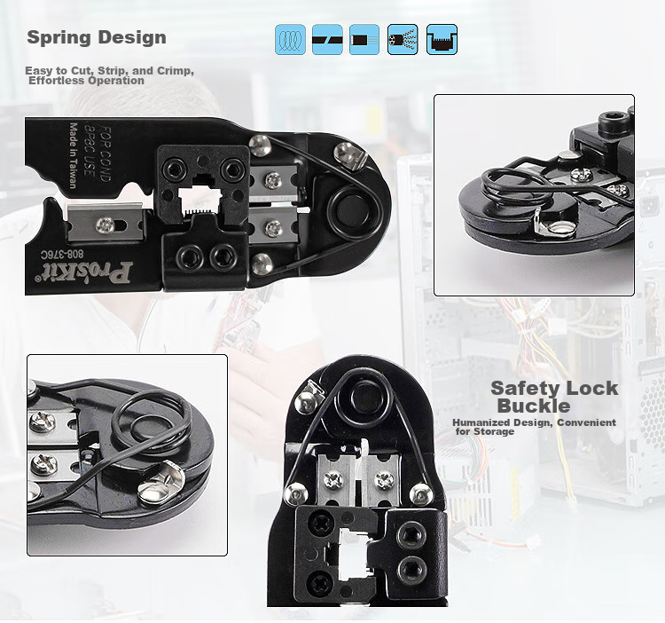 Pro'sKit 8P Network Cable Crimping Pliers, Single-Port Network Cable Crimper, 808-376C 4