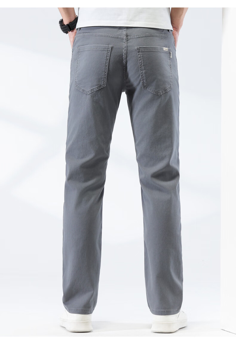 Zengzhi Denim Men's Comfortable Casual Pants Loose Fit Straight Leg Stretch Versatile Gray Size 32 8