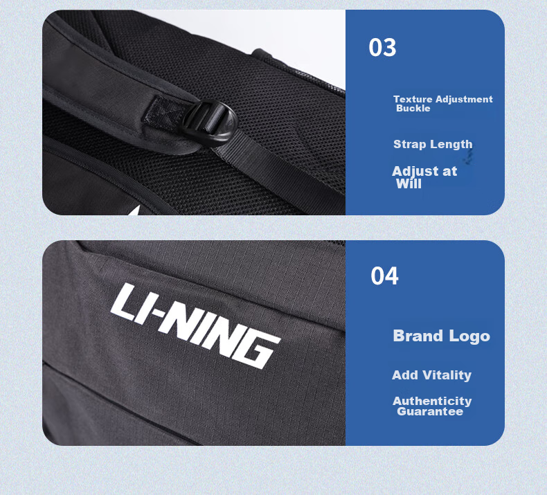 Li-Ning Backpack, High School Student Backpack, Unisex Shoulder Bag, Middle School Laptop Bag, Outdoor Travel Bag, Large Capacity Hiking Backpack, Black 24