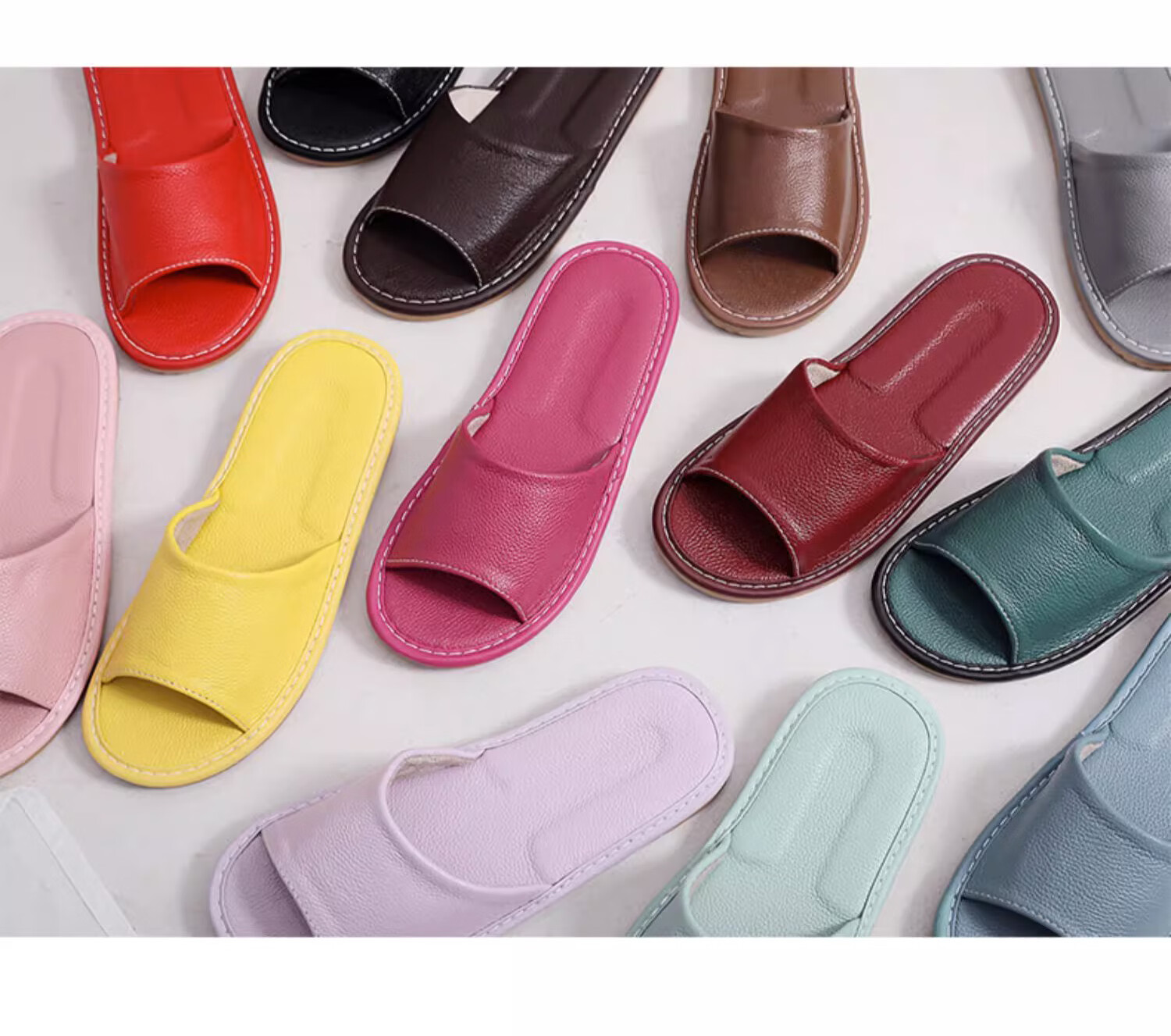 GUOLUOFEI Genuine Leather Home Slippers for Men, Summer Indoor Non-Slip Waterproof Cowhide Sandals, Soft-Soled Home Slippers for Wome 8