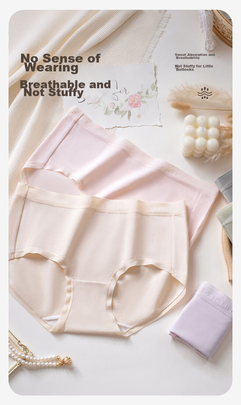 Ordifen 6-Pack Women's Underwear, Pure Cotton 10A Antibacterial 100% Cotton Extended Crotch Breathable Mid-Rise Young Women's Triangle Panties 33