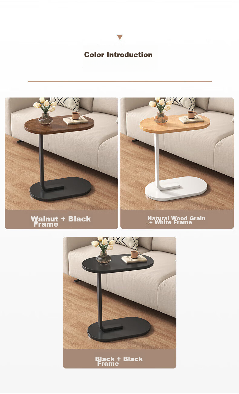 SHULIANG Bedside Table, C-Shaped Corner Table, Modern Minimalist Design, Suitable for Living Room, Balcony, Sofa Side, Bedroom, Movable Small Coffee Table 6