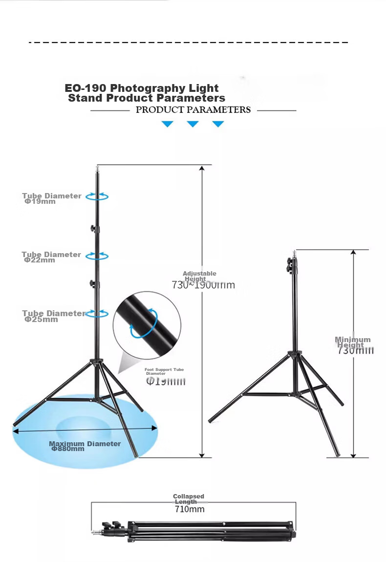 JINBEI JINBEI EQ Series Portable Aluminum Light Stand, Studio Photography Light Stand, Outdoor Photography Flash Stand, Live Streaming Photography Light Stand, EQ-220 Portable Light Stand 2.2m 2