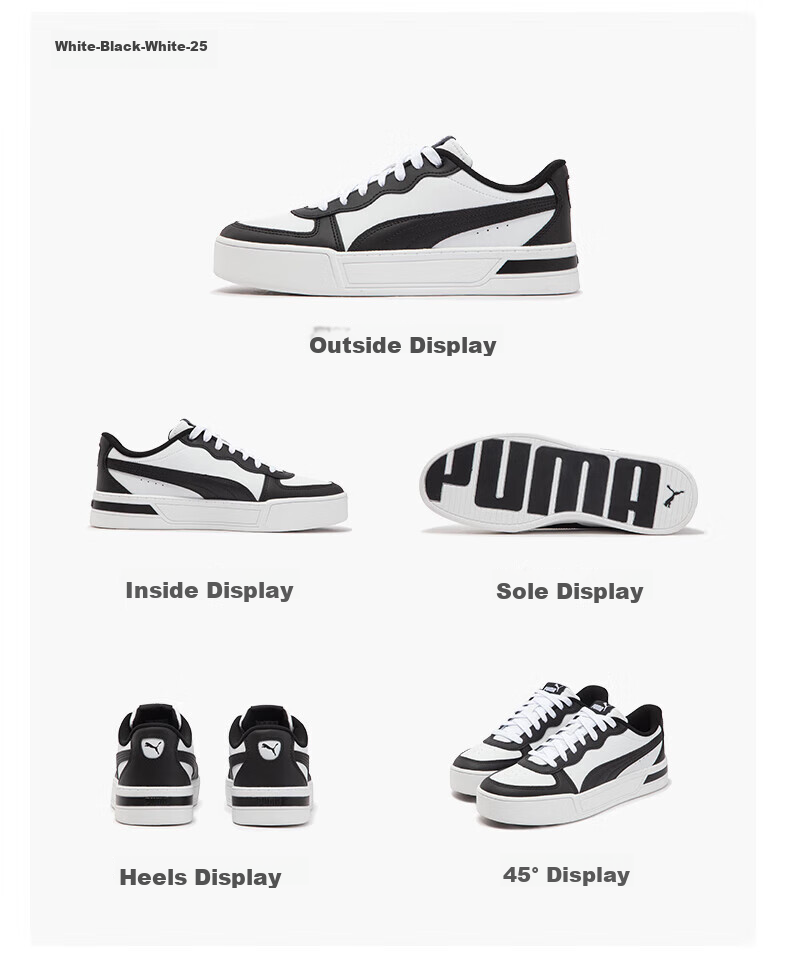 PUMA White Sneakers, Platform Tennis Shoes for Women, Sports Casual Shoes SKYE 374764, Size 38.5 20