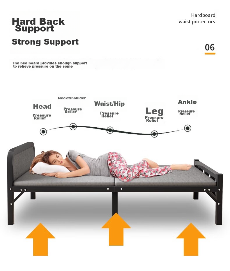 Quanpinwu (No Installation Required) Folding Bed, Single Bed, Nap Bed, Camping Bed, Hospital And Home Use Accompanying Care Hard Board Iron Bed 6