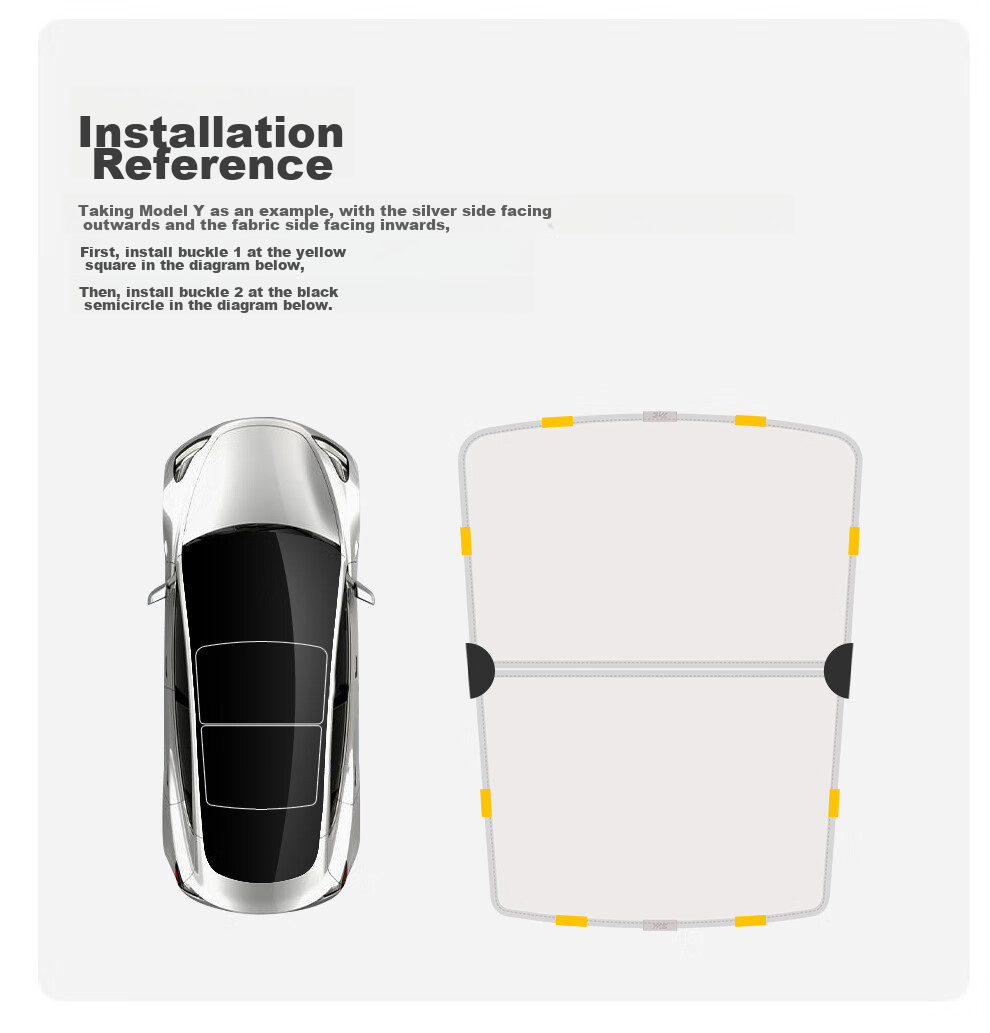 3W Suitable for Tesla Model 3 Refreshed Special Sunroof Shade, Summer Car Interior Sunshade, Heat Insulation Canopy, Sun Protectio 11