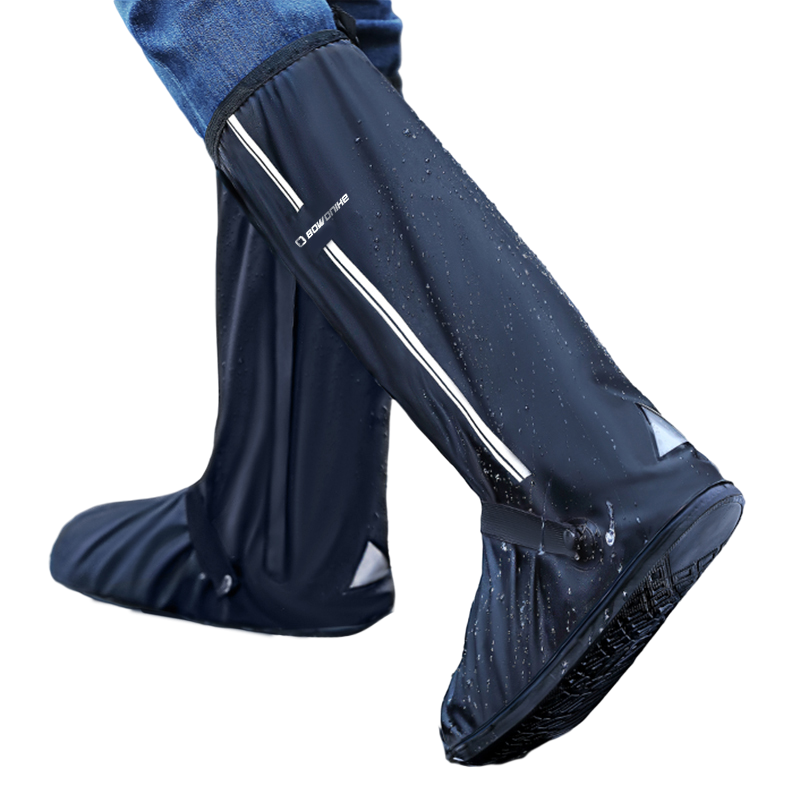 BWNK High Tube Rain Boot Covers Hiking Thickened Non-Slip Sandproof Foot Covers Outdoor Portable Unisex Rain Boots M Size Black 1