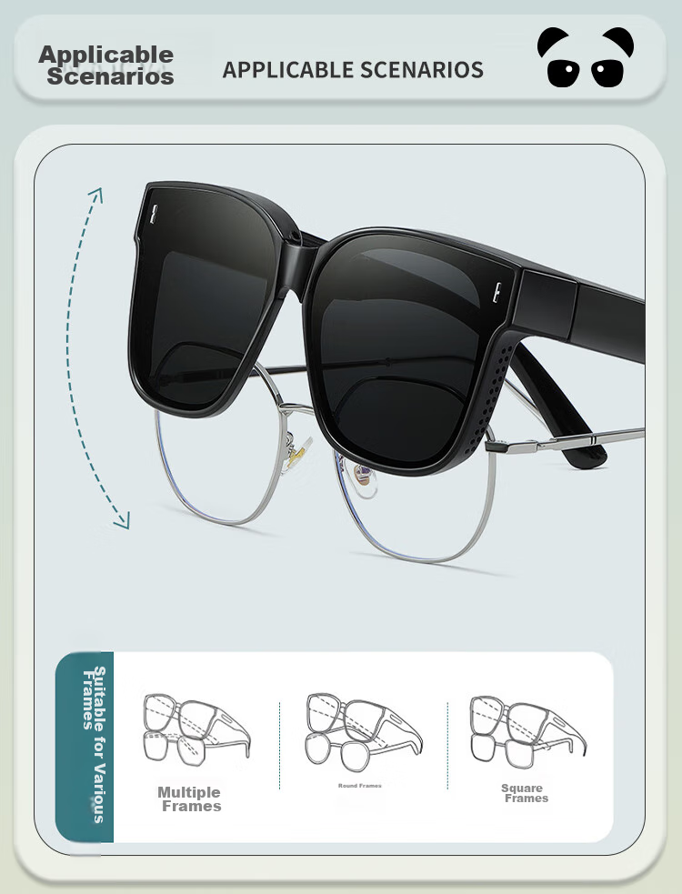 Xiongmaoshasha Folding Sunglasses, Light Purple, UV Protection, Polarized, Can Be Used with Prescription Glasses 3