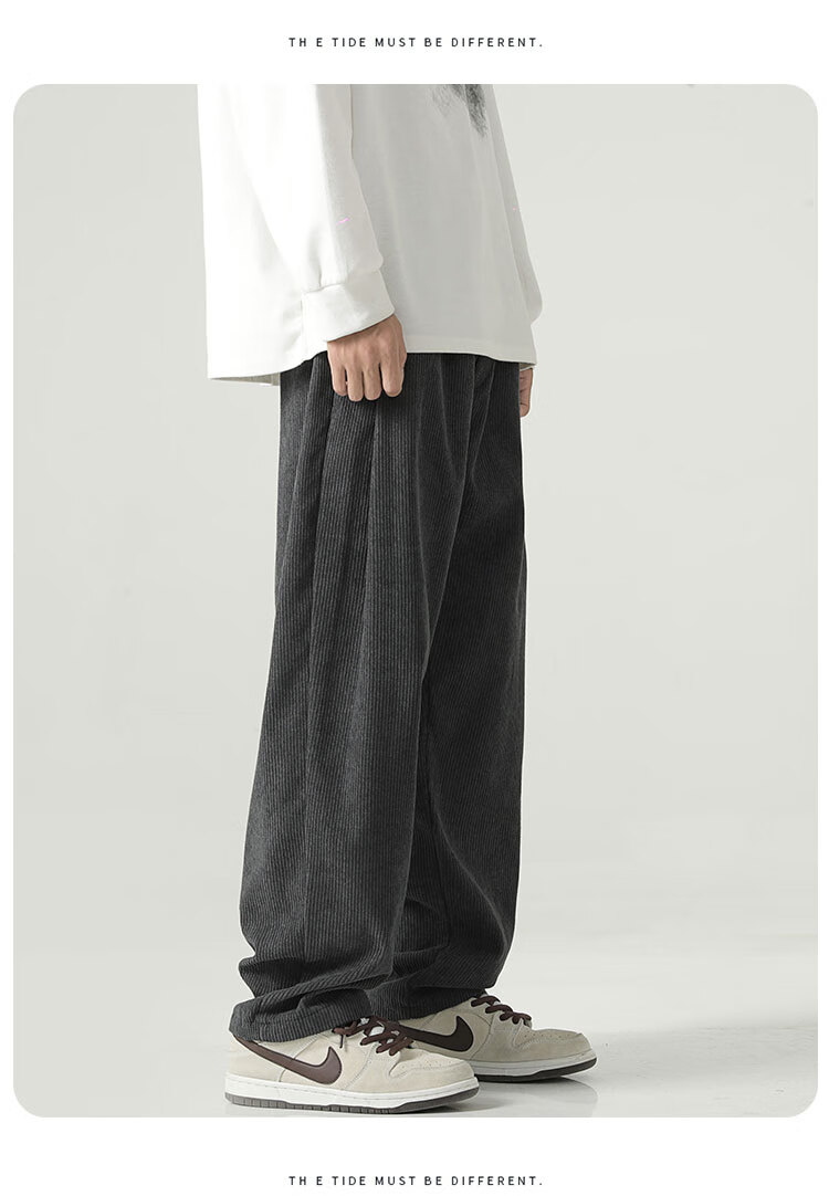 MMOPTOP Corduroy Pants for Men, Spring And Summer Vintage Loose-Fitting Straight-Leg Casual Trousers, 8302 Off-White S 10