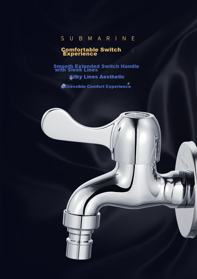 Submarine L1101 Copper Chrome-Plated Mop Sink Faucet, Four-Point Aerator, Ceramic Valve Core, Mop Sink Spout 7