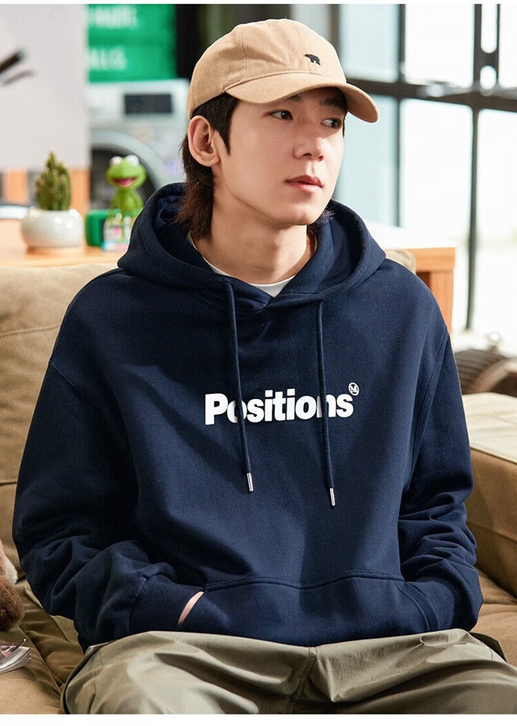 TonLion Autumn And Winter Men's Hoodie Sweatshirt, Men's Clothing with Single Row Text on Chest, Hooded Sweatshirt 11
