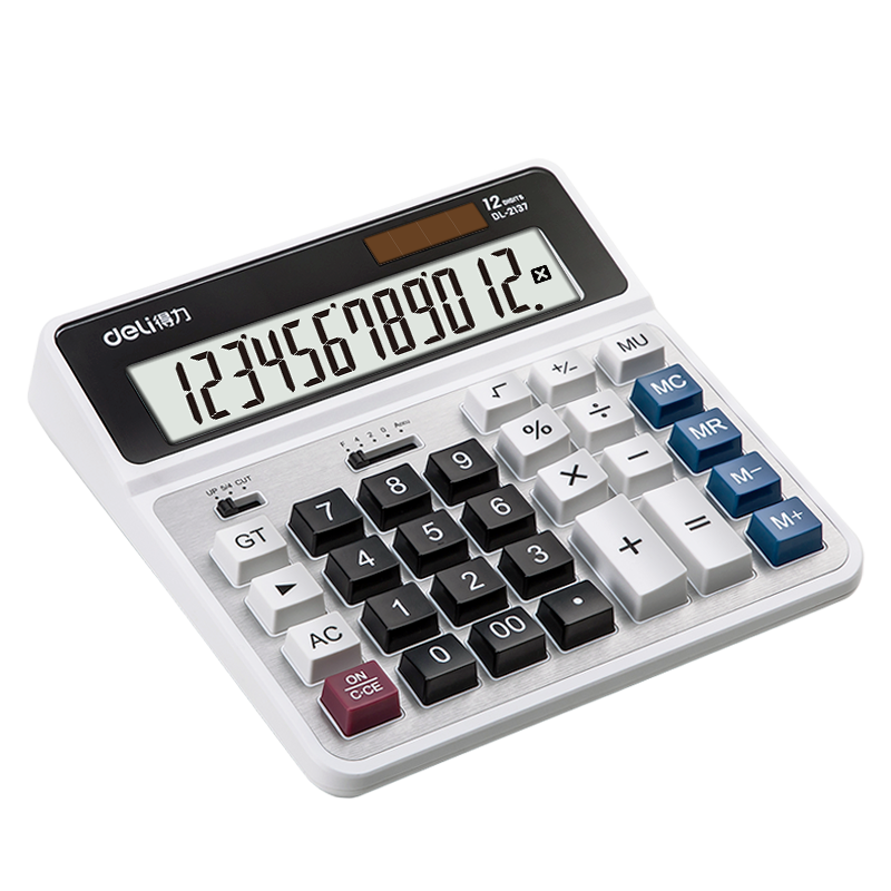 Deli Dual Power Computer Keyboard Calculator, 12-Digit Metal Panel Desktop Calculator, Financial/banking Calculation, Office Supplies, Silver 2137